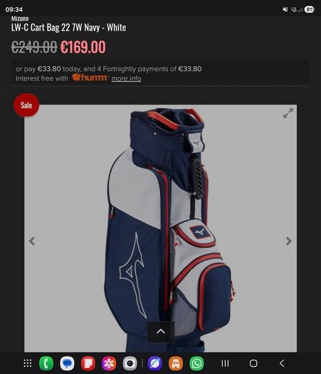Mizuno Lightweight Cart Bag less than 12mths old