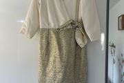 Niamh O'Neill designer dress size 10 gold and cream / ivory