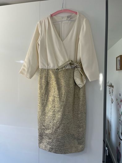 Niamh O'Neill designer dress size 10 gold and cream / ivory