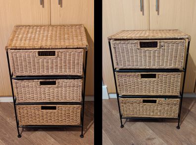 x2 Set of Wicker 3 Tier Drawers