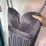 Dark Grey Double-Strap Glitter Pleated Long Gown Image 2