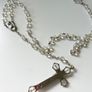 Holy Communion Vintage Pink Glass Rosary Beads Image 3