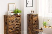 Slim Bathroom Cabinet with 3 Drawers, Chest of Drawers, Storage Cabinet, Side Cabinet, 30 x 30 x 80 cm, for Bathroom, Living Room, Bedroom, Kitchen, Vintage Brown