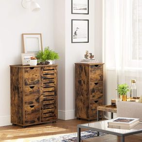 Slim Bathroom Cabinet with 3 Drawers, Chest of Drawers, Storage Cabinet, Side Cabinet, 30 x 30 x 80 cm, for Bathroom, Living Room, Bedroom, Kitchen, Vintage Brown