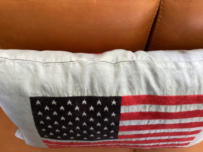 Vintage Polo Sport Ralph Lauren Flag Pillow Cover 25x15 Oversized Lumbar Woven Jacquard Intarsia Americana Throw Pillow 1990s