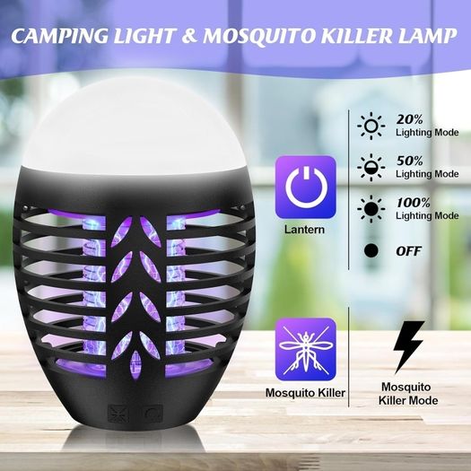 HgUltra Insect Killer, Mosquito Lamp, USB Rechargeable with LED Light, IPX6 Waterproof, Battery for Indoor and Outdoor Use