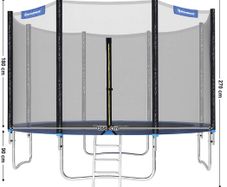 Round Outdoor Trampolin with safety net, with ladder and padded bar