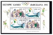 1992 Ireland Olympic Games Barcelona Commemorative Stamps Miniature Sheet Used with First Day Issue Cancel
