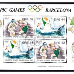 1992 Ireland Olympic Games Barcelona Commemorative Stamps Miniature Sheet Used with First Day Issue Cancel