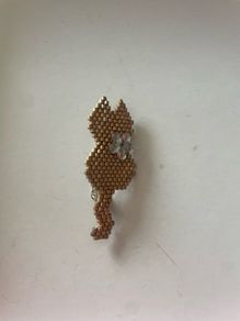 beaded black cat brooch with secure pin fastening on the back
