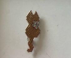 beaded black cat brooch with secure pin fastening on the back