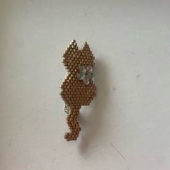 beaded black cat brooch with secure pin fastening on the back