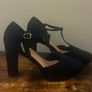 Black vintage style T-bar high heel platform shoes Image 4