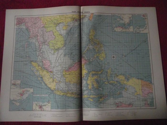 30 X Maps & Charts from Philip's Mercantile Marine Atlas of the World - Fourth Edition 1913