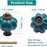 SALE | 12 Pack Ceramic Door Knobs Teal Drawer Knobs, Pumpkin Ceramic Knobs Vintage Cupboard Knobs with Mounting Screws, Antique Wardrobe Pull Handles Kitchen Cabinet Knobs for Dresser Image 3