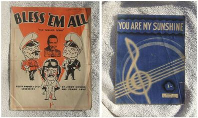 BLESS 'EM ALL (The Service Song) & YOU ARE MY SUNSHINE - two vintage songsheets (both published & dated 1940)