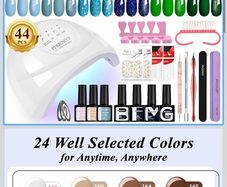 Gel Nail Kit Complete with 48W Lamp U V/LED 24 Colours Semi-Permanent Nail Polish Kit for Beginners