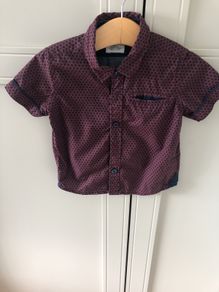 Next burgundy & navy shirt sleeved shirt