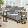 C-Shaped End Table Set of 2, Side Table for Sofa and Bed, Coffee Table for Small Spaces, Living Room, Bedroom, Industrial Small Table with Storage Shelf and Metal Frame Image 3