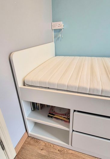 Single bed with mattress and storage