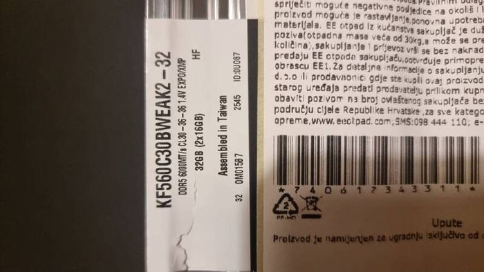 Kingston Fury Rgb 2x16GB DDR5 CL30 6000MHz