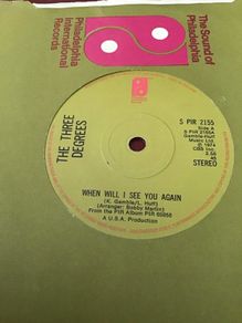 Three Degrees vinyl single record - When will i see you again