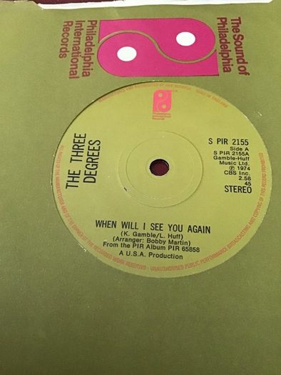 Three Degrees vinyl single record - When will i see you again