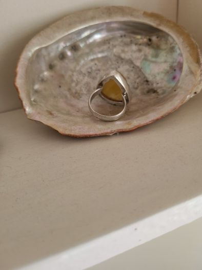 Sterling Silver And Amber Ring