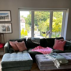 L shaped couch - good condition but sun faded