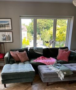 L shaped couch - good condition but sun faded