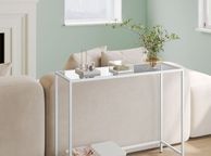 main image for ad Console Table pear white Side Table Tempered Glass Surface Modern