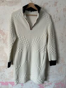 Maje Cream Quilted Textured Mini Dress UK 10