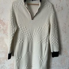 Maje Cream Quilted Textured Mini Dress UK 10