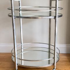 Mirrored Drinks Trolley, Bar Cart on Wheels, Silver Glam