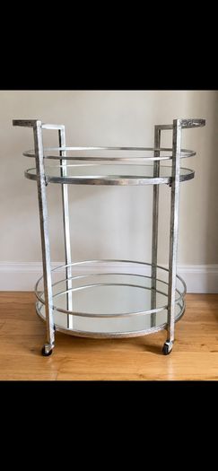 Mirrored Drinks Trolley, Bar Cart on Wheels, Silver Glam