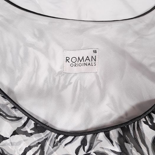 Roman Originals Black White Metallic Monochrome Abstract Print Sleeveless Midi Dress 16UK/44EU