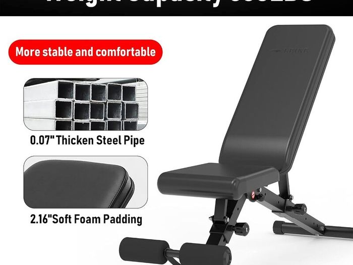 Adjustable Weight Bench Full Body Exercise Foldable Workout Training Bench with Automatic Locking for Upright Tilt and Flat