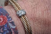 Italian Gold Gilded Sterling Silver CZ Torc