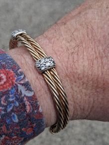 Italian Gold Gilded Sterling Silver CZ Torc