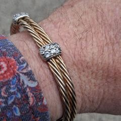 Italian Gold Gilded Sterling Silver CZ Torc
