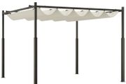 3 x 3(m) Garden Pergola with Retractable Roof and Magnetic Fixture, Outdoor Gazebo Pergola Kit Sun Shade Canopy, UPF30+, 80mm Metal Column, Cream White