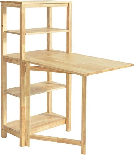 Folding Dining Table Dining Room Table Kitchen Table with 5 Storage Shelves,