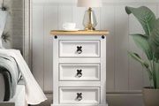 Bedside Table with Drawer White 45 x 35 x 64 cm Solid Pine Wood