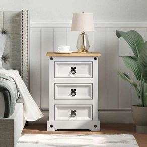 Bedside Table with Drawer White 45 x 35 x 64 cm Solid Pine Wood