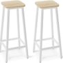 Bar Stools Square Base Set of 2, Tall Breakfast Bar Stools with Footrest for Kitchen, Industrial Style, for Dining Room, Party Room, 29.5 x 29.5 x 70CM Image 2