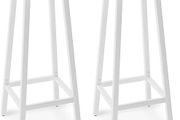 Bar Stools Square Base Set of 2, Tall Breakfast Bar Stools with Footrest for Kitchen, Industrial Style, for Dining Room, Party Room, 29.5 x 29.5 x 70CM