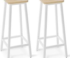 Bar Stools Square Base Set of 2, Tall Breakfast Bar Stools with Footrest for Kitchen, Industrial Style, for Dining Room, Party Room, 29.5 x 29.5 x 70CM