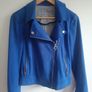 Cobalt Blue Faux Suede Biker Jacket Image 2