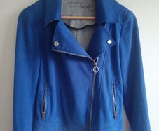 Cobalt Blue Faux Suede Biker Jacket
