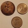 Lot of 3 Vintage British Coins - 1920 Penny, 1963 Shilling & 1968 5 New Pence Image 2